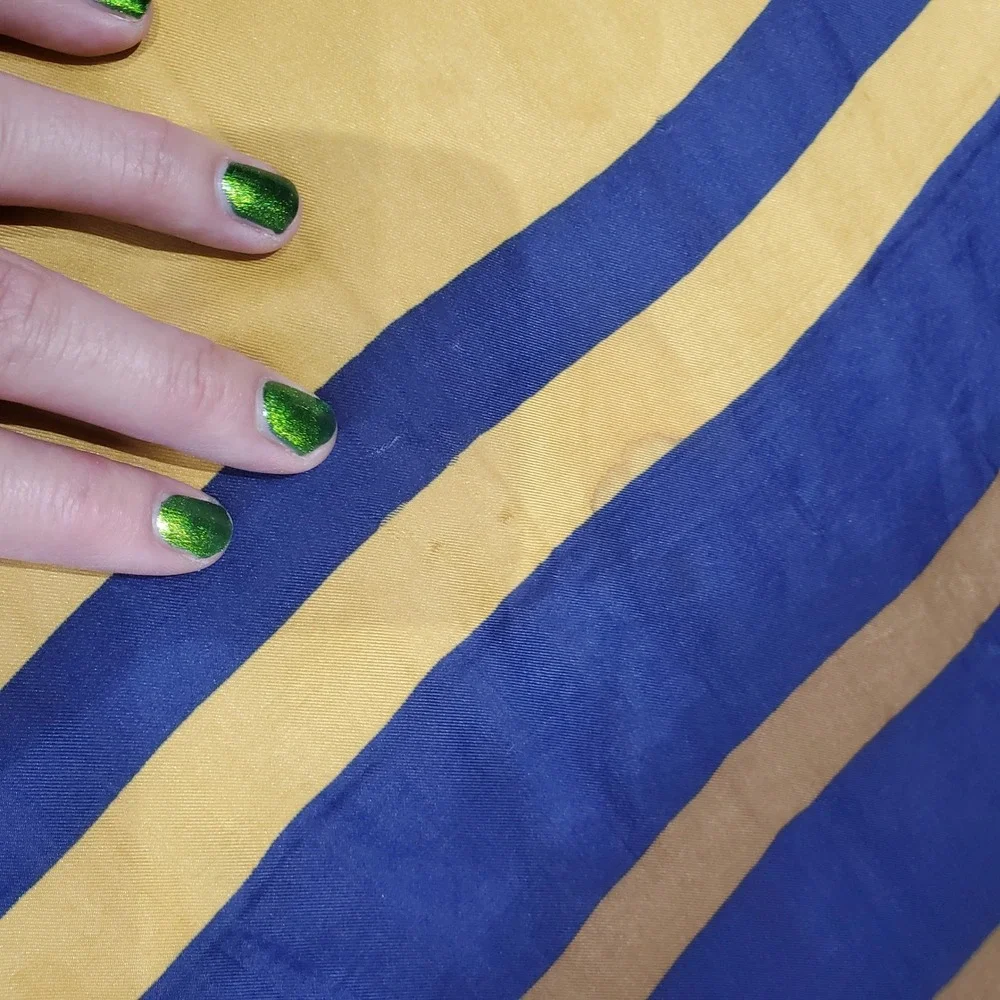Vintage Geometric‎ Stripe Silk Scarf Yellow Blue Brown Headband Accessory